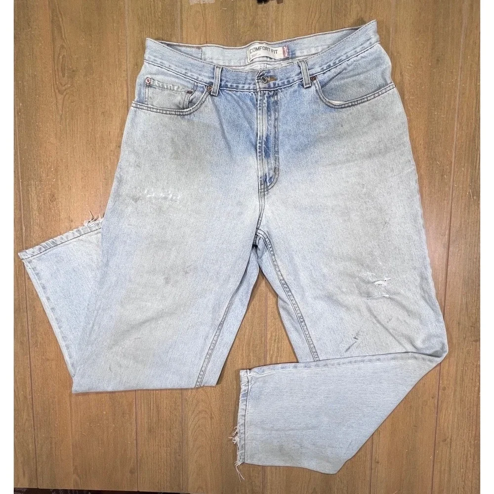 Levis 560 Comfort Fit Jeans‎ Mens 36x32 Light Wash Distressed Denim grunge